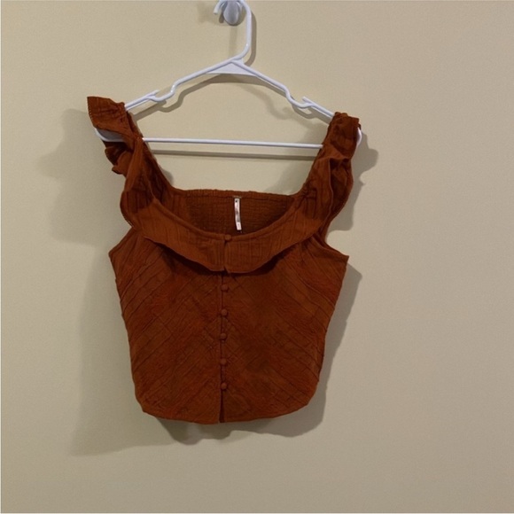 FREE PEOPLE Orange Sleeveless Ruffled Blouse - Picture 4 of 9